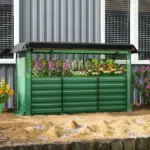 Outsunny Galvanized Steel Planter Box with Crop Cage and Shade Cloth, Raised Garden Bed for Flowers, Veggies and Herbs, Green - Image 10