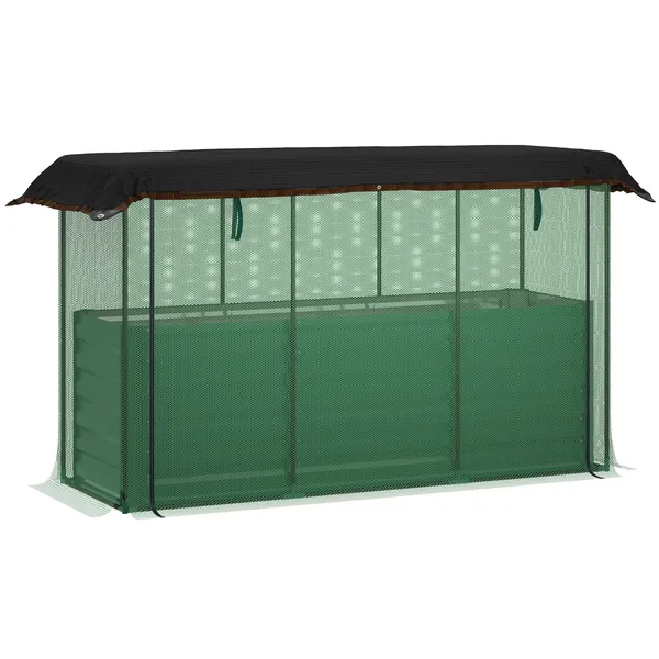 galvanized-steel-planter-box-with-crop-cage-and-shade-cloth-raised-garden-bed-for-flowers-veggies-and-herbs-green.webp Outsunny Galvanized Steel Planter Box with Crop Cage and Shade Cloth, Raised Garden Bed for Flowers, Veggies and Herbs, Green - Image 1