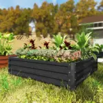 Galvanized Steel Raised Garden Bed 4x4 ft Grey Planter Box for Vegetables Flowers Herbs - Image 11