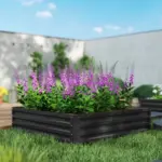 Galvanized Steel Raised Garden Bed 4x4 ft Grey Planter Box for Vegetables Flowers Herbs - Image 9
