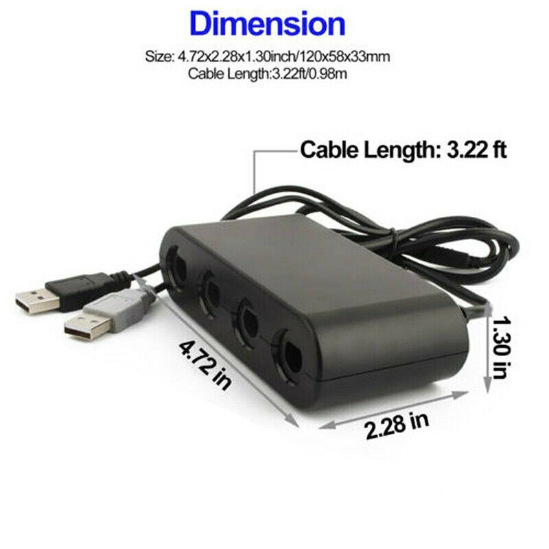 4-Port GameCube Controller Adapter for Nintendo Switch, Wii U and PC