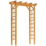 Outsunny Garden Arbor Arch Trellis 7 ft Wood with Natural Fir Side Panel for Climbing Vines Outdoor Orange - Image 12