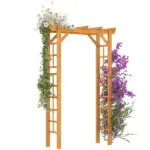 Outsunny Garden Arbor Arch Trellis 7 ft Wood with Natural Fir Side Panel for Climbing Vines Outdoor Orange