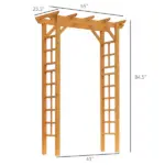 Outsunny Garden Arbor Arch Trellis 7 ft Wood with Natural Fir Side Panel for Climbing Vines Outdoor Orange - Image 3