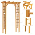 Outsunny Garden Arbor Arch Trellis 7 ft Wood with Natural Fir Side Panel for Climbing Vines Outdoor Orange - Image 4