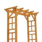 Outsunny Garden Arbor Arch Trellis 7 ft Wood with Natural Fir Side Panel for Climbing Vines Outdoor Orange - Image 9