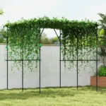 Outsunny Garden Arch Trellis, 7.3 Ft Tall Metal Plant Trellis Support with Climbing Net, Cucumber Trellis for Vegetables, Black - Image 2