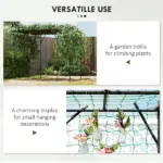 Outsunny Garden Arch Trellis, 7.3 Ft Tall Metal Plant Trellis Support with Climbing Net, Cucumber Trellis for Vegetables, Black - Image 7