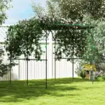 Outsunny Garden Arch Trellis, 7.3 Ft Tall Metal Plant Trellis Support with Climbing Net, Cucumber Trellis for Vegetables, Black - Image 10