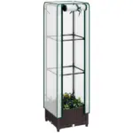 Outsunny Garden Bed with Trellis, Outdoor Plant Box with PE Cover, Drainage Holes and Zipper Door, 15.7 Inch x 15.7 Inch x 48.8 Inch, Brown - Image 11