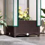 Outsunny Garden Bed with Trellis, Outdoor Plant Box with PE Cover, Drainage Holes and Zipper Door, 15.7 Inch x 15.7 Inch x 48.8 Inch, Brown - Image 9