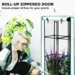 Outsunny Garden Bed with Trellis, Outdoor Plant Box with PE Cover, Drainage Holes and Zipper Door, 31.5" x 15.7" x 48.8", Brown - Image 6