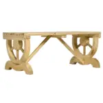 Outsunny Garden Bench 2-Person Outdoor Wagon Wheel Porch Bench Natural for Backyard Patio - Image 11