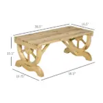 Outsunny Garden Bench 2-Person Outdoor Wagon Wheel Porch Bench Natural for Backyard Patio - Image 3