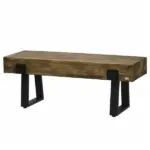 HOMCOM Garden Bench with Metal Legs, Rustic Wood Effect, Concrete Entryway Bench, for Patio, Park, Porch, Lawn, Natural/Black - Image 11