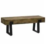 HOMCOM Garden Bench with Metal Legs, Rustic Wood Effect, Concrete Entryway Bench, for Patio, Park, Porch, Lawn, Natural/Black