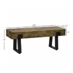 HOMCOM Garden Bench with Metal Legs, Rustic Wood Effect, Concrete Entryway Bench, for Patio, Park, Porch, Lawn, Natural/Black - Image 3