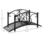 Outsunny Garden Bridge 3.3FT, Decorative Classic Backyard Pond Bridge with Safety Railings Black - Image 2