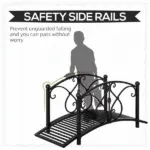 Outsunny Garden Bridge 3.3FT, Decorative Classic Backyard Pond Bridge with Safety Railings Black - Image 4