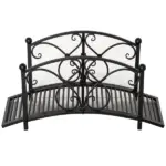 Outsunny Garden Bridge 3.3FT, Decorative Classic Backyard Pond Bridge with Safety Railings Black - Image 5