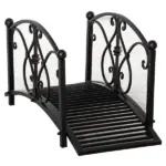 Outsunny Garden Bridge 3.3FT, Decorative Classic Backyard Pond Bridge with Safety Railings Black - Image 6