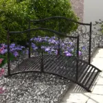 Outsunny Garden Bridge 4' Metal Arch with Scrollwork and Safety Rails Easy Assembly Black Bronze - Image 2