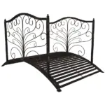 Outsunny Garden Bridge 4' Metal Arch with Scrollwork and Safety Rails Easy Assembly Black Bronze