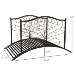 Outsunny Garden Bridge 4' Metal Arch with Scrollwork and Safety Rails Easy Assembly Black Bronze - Image 3