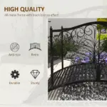 Outsunny Garden Bridge 4' Metal Arch with Scrollwork and Safety Rails Easy Assembly Black Bronze - Image 4