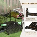 Outsunny Garden Bridge 4' Metal Arch with Scrollwork and Safety Rails Easy Assembly Black Bronze - Image 5