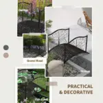 Outsunny Garden Bridge 4' Metal Arch with Scrollwork and Safety Rails Easy Assembly Black Bronze - Image 6