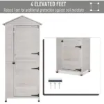 Garden Cabinet Light Gray Wooden 4-Tier Backyard Storage Shed 3 Shelves Lockable Organizer Tin Roof Magnetic Latch - Image 7