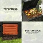 Garden Compost Bin 80 Gallon Outdoor Large Capacity Composter Fast Create Fertile Soil Aerating Box, Orange - Image 4
