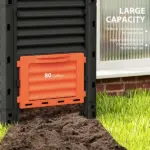 Garden Compost Bin 80 Gallon Outdoor Large Capacity Composter Fast Create Fertile Soil Aerating Box, Orange - Image 5