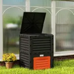 Garden Compost Bin 80 Gallon Outdoor Large Capacity Composter Fast Create Fertile Soil Aerating Box, Orange - Image 10