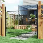 Garden Gate Chain Link Fence Gate, Galvanized Steel Garden Door for Yard Entrance Way, 47.2" x 70.9", Black - Image 2