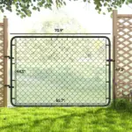 Garden Gate Chain Link Fence Gate, Galvanized Steel Garden Door for Yard Entrance Way, 47.2" x 70.9", Black - Image 3