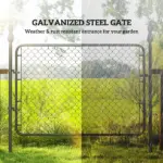 Garden Gate Chain Link Fence Gate, Galvanized Steel Garden Door for Yard Entrance Way, 47.2" x 70.9", Black - Image 4