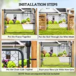 Garden Gate Chain Link Fence Gate, Galvanized Steel Garden Door for Yard Entrance Way, 47.2" x 70.9", Black - Image 6