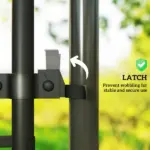 Garden Gate Chain Link Fence Gate, Galvanized Steel Garden Door for Yard Entrance Way, 47.2" x 70.9", Black - Image 7