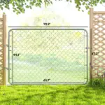 Garden Gate Chain Link Fence Gate, Galvanized Steel Garden Door for Yard Entrance Way, 47.2" x 70.9", Silver - Image 3