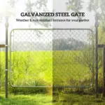Garden Gate Chain Link Fence Gate, Galvanized Steel Garden Door for Yard Entrance Way, 47.2" x 70.9", Silver - Image 4