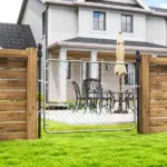 Garden Gate Chain Link Fence Gate, Galvanized Steel Garden Door for Yard Entrance Way, 47.2" x 70.9", Silver - Image 10
