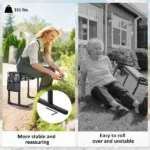 Outsunny Garden Kneeler and Seat, Heavy-Duty Foldable Gardening Stool with Thicker Soft Kneeling Pad, Extendable Steel Leg - Image 5