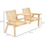 Garden Loveseat with Umbrella Hole Middle Table Natural Wood Tone - Image 3