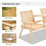 Garden Loveseat with Umbrella Hole Middle Table Natural Wood Tone - Image 7