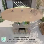 Garden Parasol 14.4 ft. Double-Sided Sun Umbrella with Base, Patio Parasol with LED Solar Lights, Khaki - Image 7