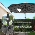 Outsunny Garden Parasol 14.4ft Double-Sided Sun Umbrella with Base, Patio Parasol with LED Solar Lights, Gray - Image 6