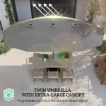 Outsunny Garden Parasol 14.4ft Double-Sided Sun Umbrella with Base, Patio Parasol with LED Solar Lights, Gray - Image 7