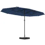Outsunny Garden Parasol 14.4ft Double-Sided Sun Umbrella with Base, Patio Parasol with LED Solar Lights, Navy Blue - Image 11